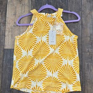 Joie Cream Tank Top with Yellow Floral Burst Print